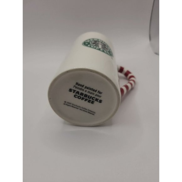Starbucks 2009 Holiday Coffee Mug Snowflakes And Stripes - Picture 2 of 6